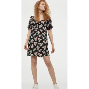 H&M Floral Puff-Sleeve Babydoll Dress